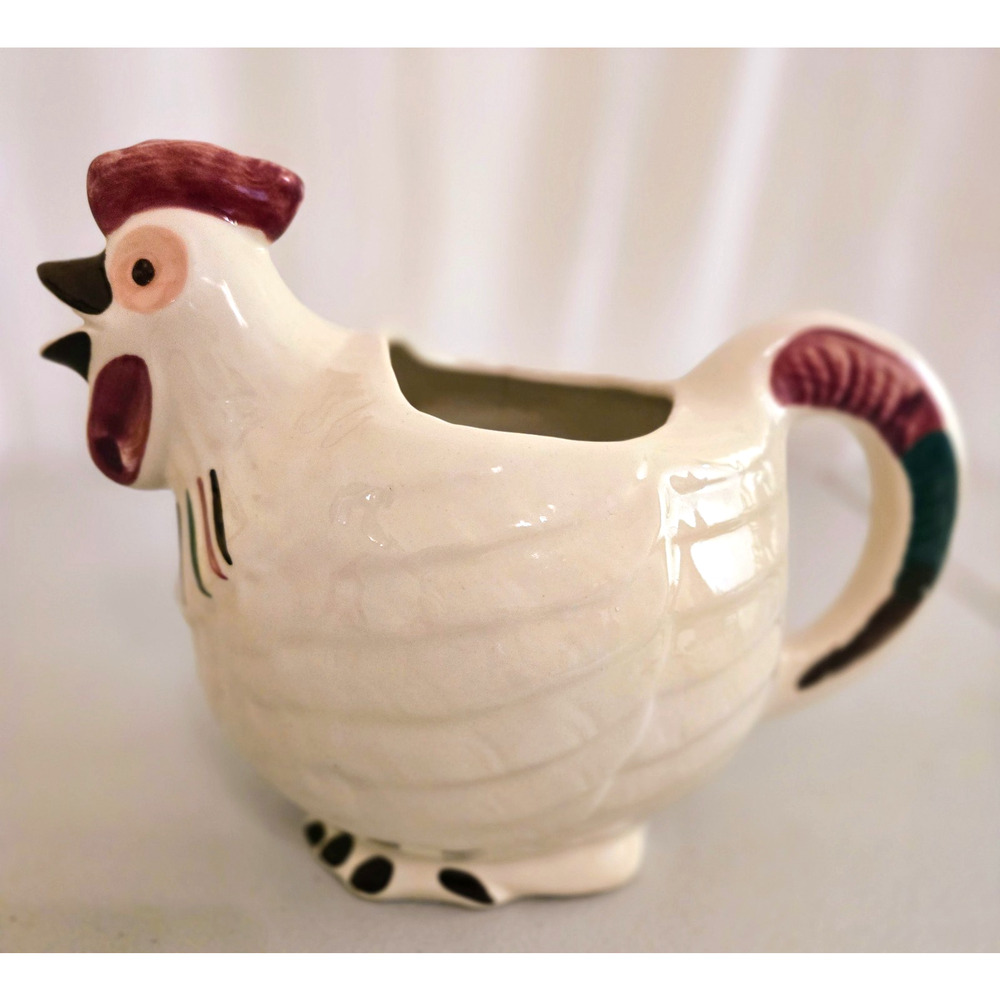 Vintage Shawnee Pottery Rooster Pitcher 1940s Patented Chanticleer USA - Picture 6 of 10